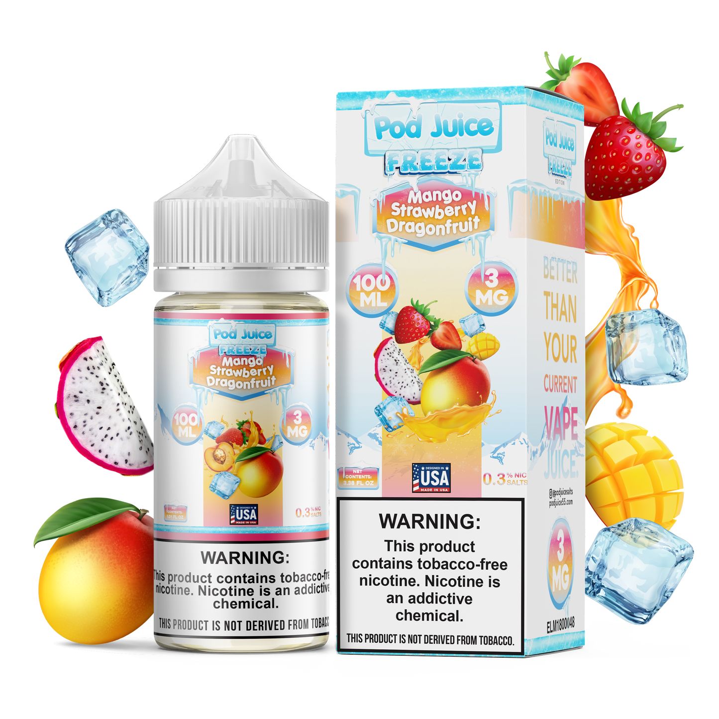Pod Juice - Mango Strawberry Dragonfruit Freeze | 100ml