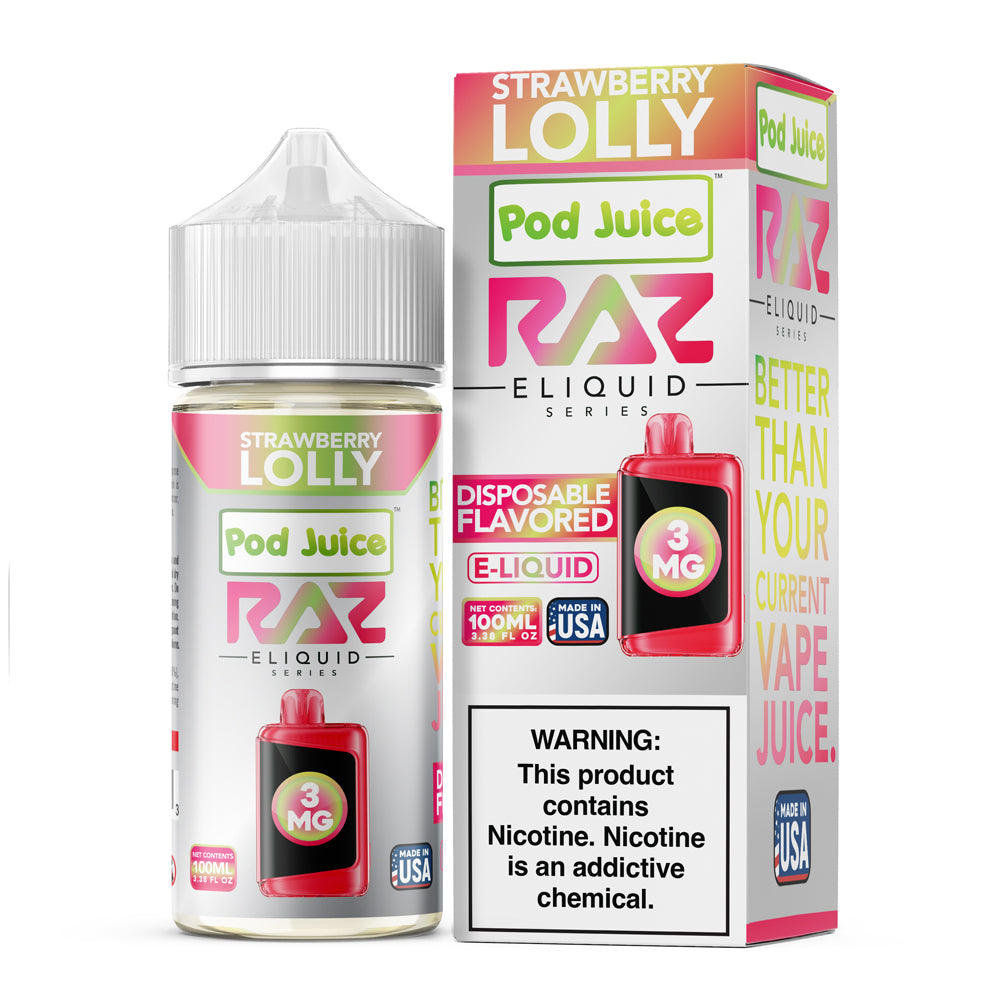 Pod Juice - Raz Strawberry Lolly | 100ml